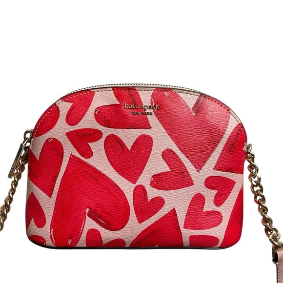 Kate Spade Like New Ever Fallen Spencer Dome Heart Crossbody Chain Pink Red - Picture 5 of 15